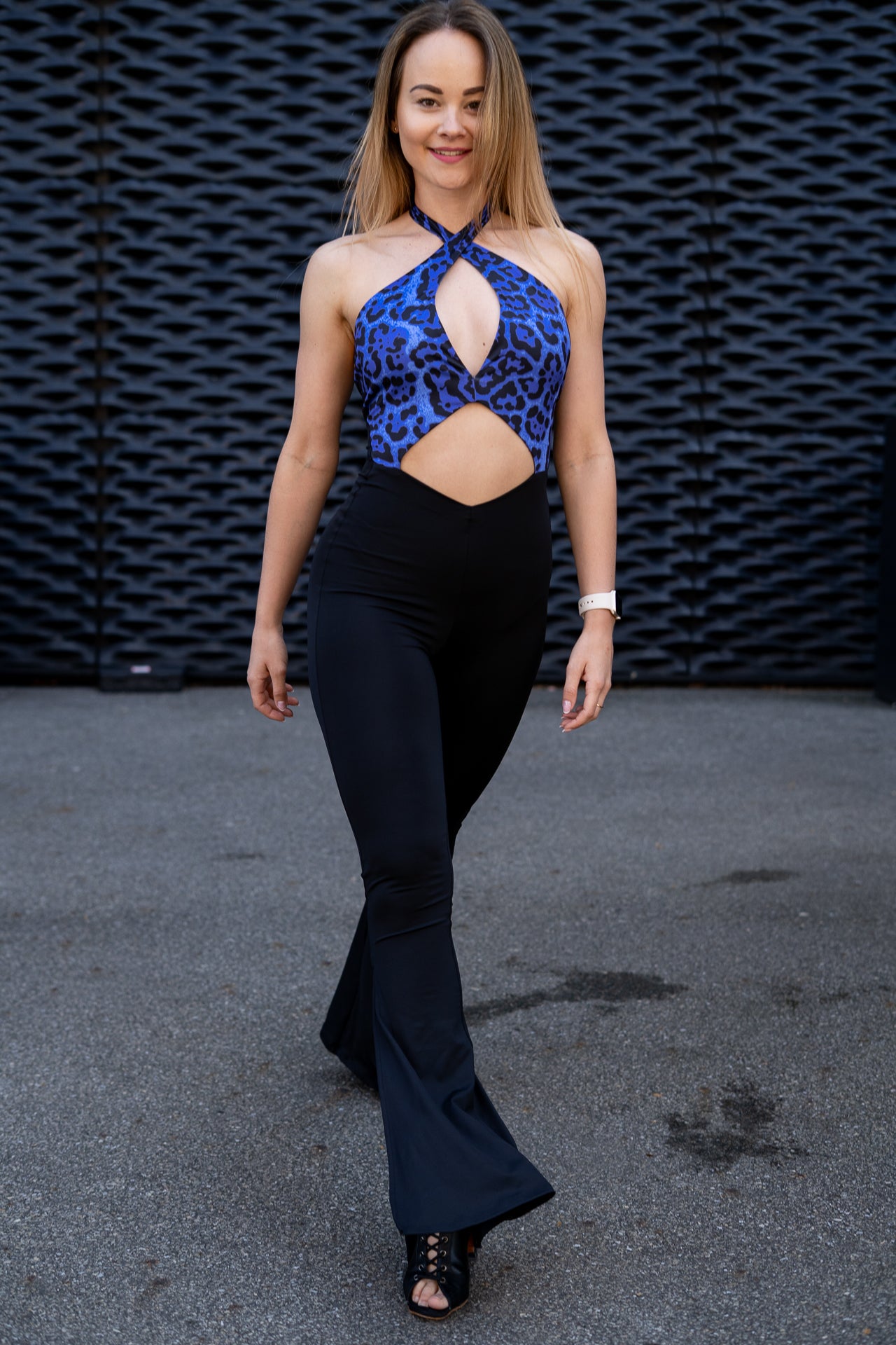 Kombinezon Aliento - czarny + niebieska panterka