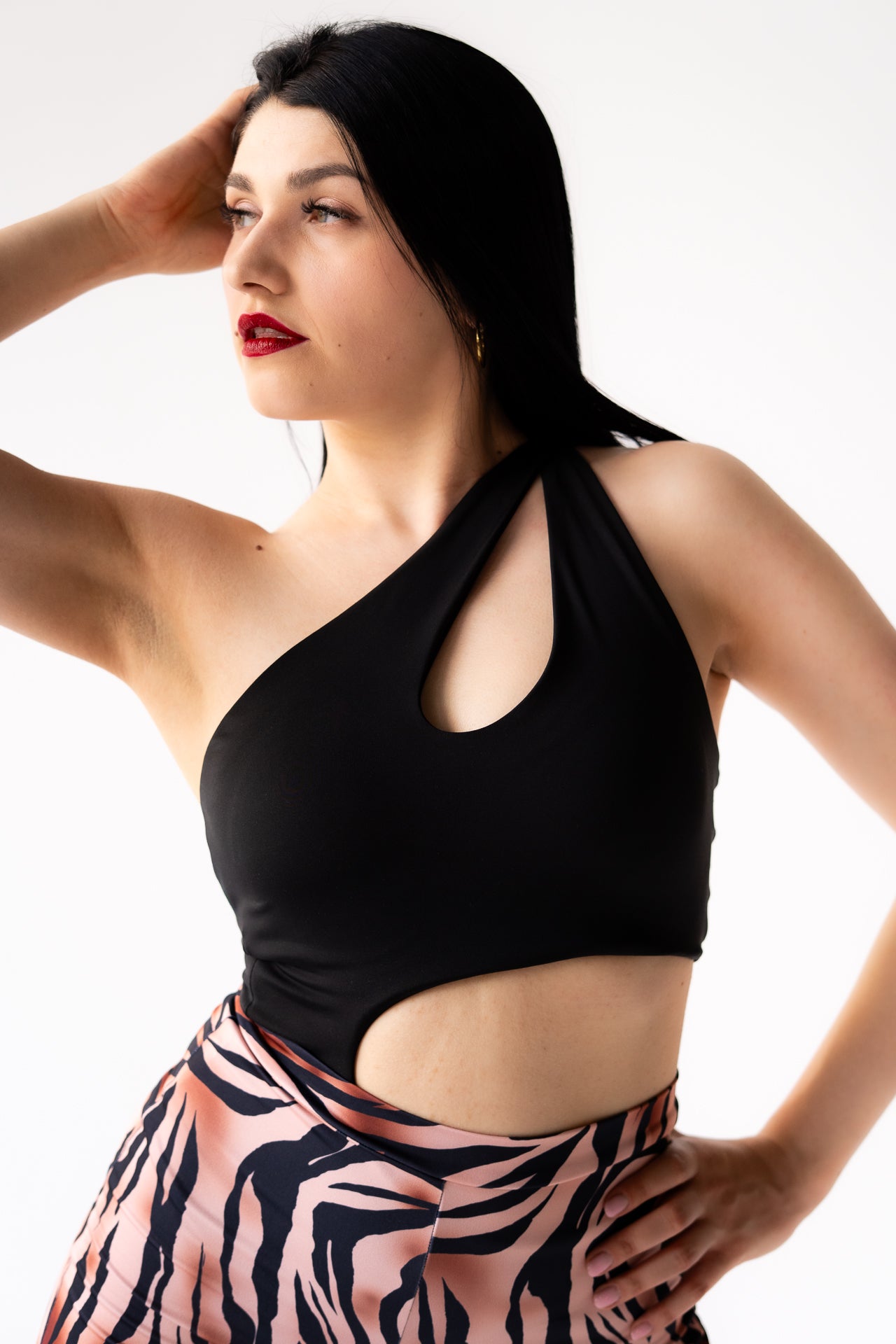 Zestaw - body Caliente czarne + spodnie Insomnio tygrys