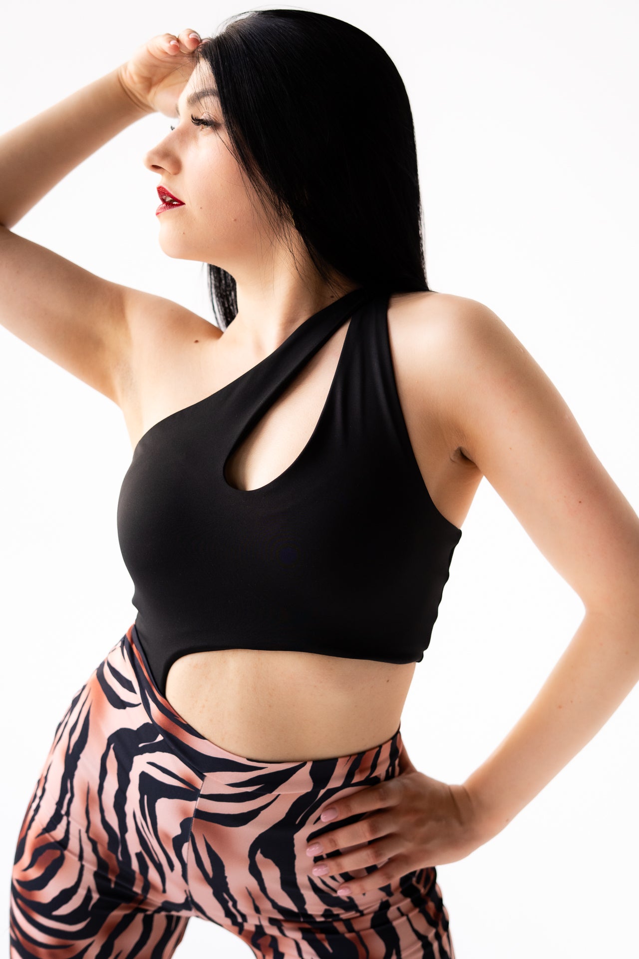 Zestaw - body Caliente czarne + spodnie Insomnio tygrys